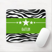 Tapis De Souris Green Sassy Star Zebra Mousepad (Avec souris)
