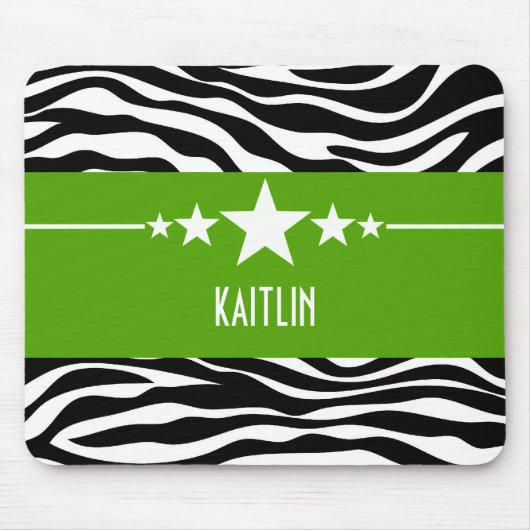 Tapis De Souris Green Sassy Star Zebra Mousepad (Devant)