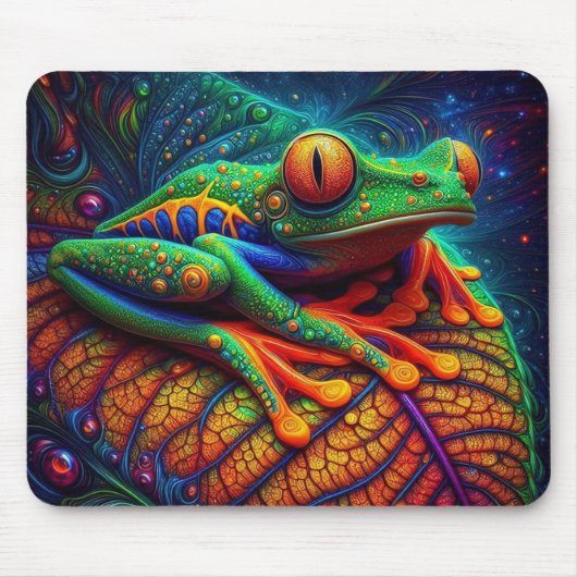 Tapis De Souris Grenouille colorée vive (Devant)