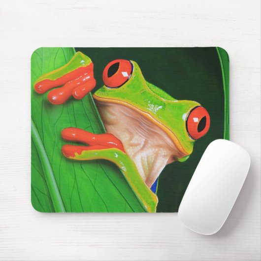 Tapis De Souris Grenouille d'arbre observée par rouge (Avec souris)