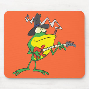 Tapis De Souris grenouille drôle jouant de la guitare basse dessin