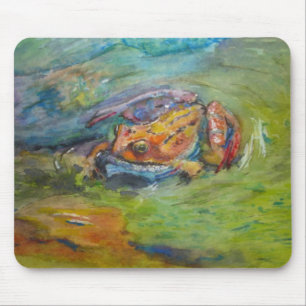 Tapis De Souris Grenouille heureuse peinte par aquarelle