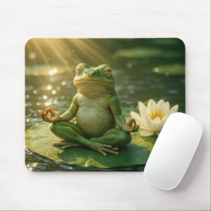 Tapis De Souris Grenouille méditant sur un nénuphar