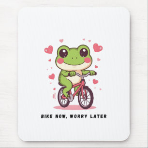 Tapis De Souris Grenouille Mignonne à Vélo Cadeau Drôle pour les