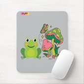 Tapis De Souris grenouille mignonne, champignons et papillon (Avec souris)