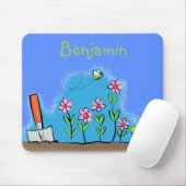 Tapis De Souris Grenouille mignonne et abeille dans le jardin dess (Avec souris)