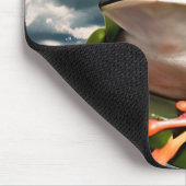 Tapis De Souris Grenouille mûre sur une branche de fleurs roses av (Coin)