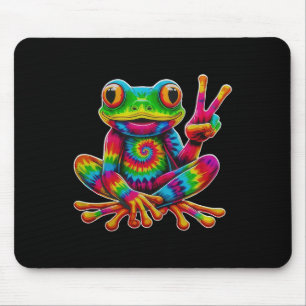 Tapis De Souris Grenouille Tie-dye Signe de Paix Noël Hippie Greno