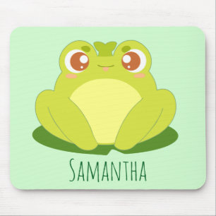 Tapis De Souris Grenouille Verte Assis Sur La Feuille