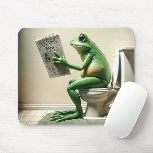 Tapis De Souris Grenouille Verte Assis Sur Toilette (Avec souris)