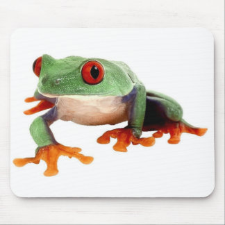 Tapis De Souris grenouille verte avec les yeux rouges