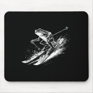 Tapis De Souris Grenouille vintage skiant en descente équipe de sk