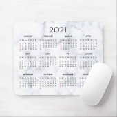 Tapis De Souris Grey and White Marble | Custom 2021 Calendar (Avec souris)