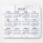 Tapis De Souris Grey and White Marble | Custom 2021 Calendar (Devant)