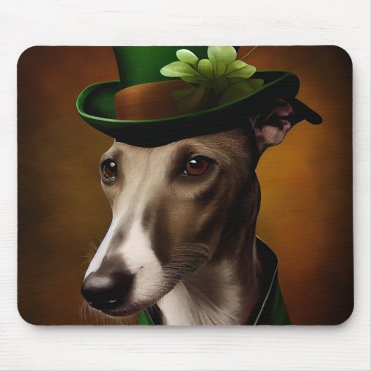 Tapis De Souris Greyhound Dog en tenue de la Saint Patrick (Devant)