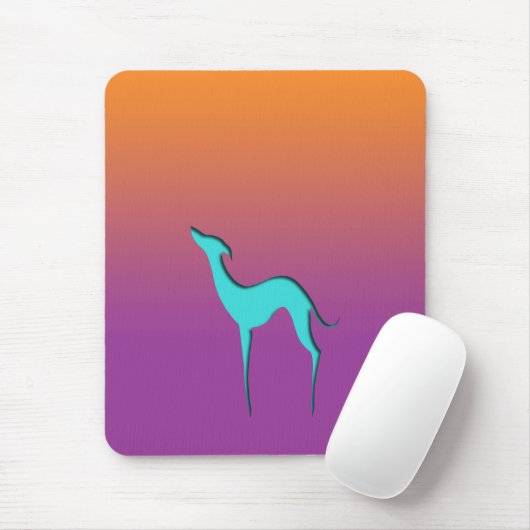 Tapis De Souris Greyhound Whippet chien bleu orange violet ombre (Avec souris)
