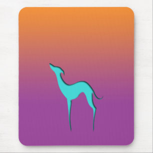 Tapis De Souris Greyhound Whippet chien bleu orange violet ombre