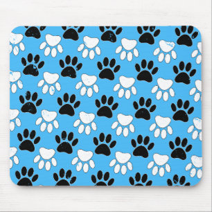 Tapis De Souris Griffes noires et blanches en détresse sur fond bl
