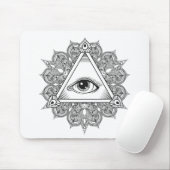 Tapis De Souris Griffonnage de symbole de pyramide d'oeil (Avec souris)
