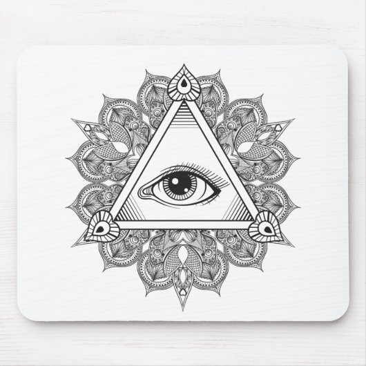 Tapis De Souris Griffonnage de symbole de pyramide d'oeil (Devant)