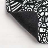 Tapis De Souris Griffonnages peints à la main noirs et blancs (Coin)