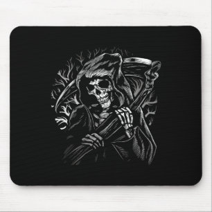 Tapis De Souris Grim Faucheuse Crâne Mort Scythe Mort Gothique Hor