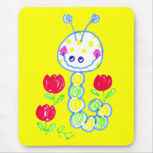 Tapis De Souris Grimacerie de l'arrière - plan jaune heureux de