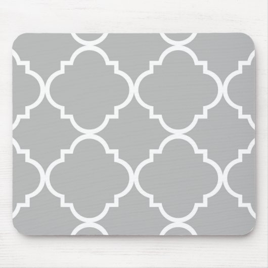 Tapis De Souris Gris Blanc Grand Motif Quatrefoil (Devant)