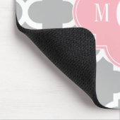 Tapis De Souris Gris Blanc Marocain #5 Rose 3 Initiale Monogramme (Coin)