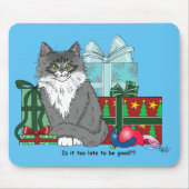 Tapis De Souris Gris blanc Noël Kitten (Devant)