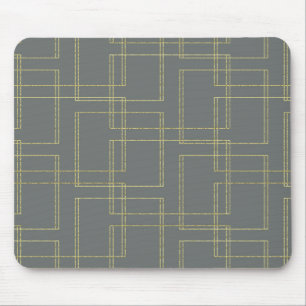 Tapis De Souris Gris Chic et Géométrique Doré Glam