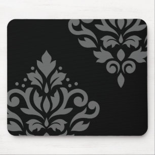 Tapis De Souris Gris de l'art I de damassé de rouleau sur le noir