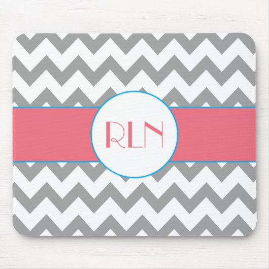 Tapis de souris gris et rose de monogramme de (Devant)