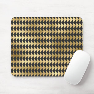 Tapis De Souris Gris foncé Noir Harlequin Géométrique Rhombes