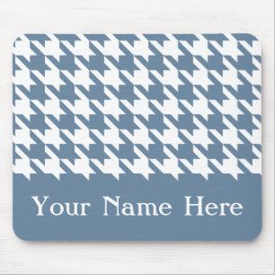 Tapis De Souris Gris Français Élégant Houndstooth avec nom personn