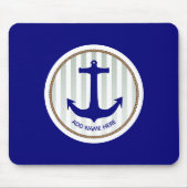 Tapis De Souris Gris nautique et Ancre bleue (Devant)