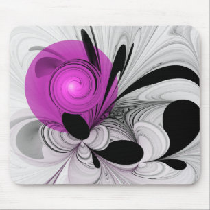 Tapis De Souris Gris Noir Abstrait Avec Art Fractal Magenta