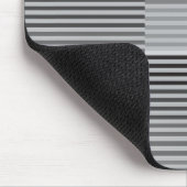 Tapis De Souris Gris, Noir, Rayures Blanches (Coin)