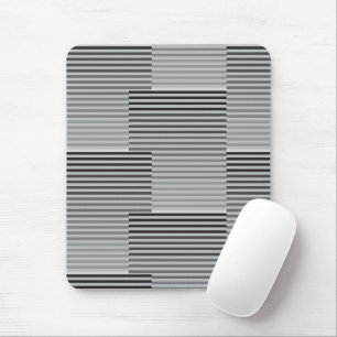 Tapis De Souris Gris, Noir, Rayures Blanches