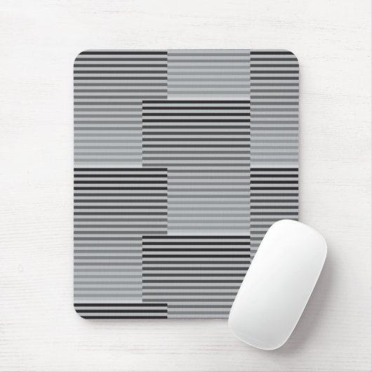 Tapis De Souris Gris, Noir, Rayures Blanches (Avec souris)