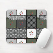 Tapis De Souris Gris Olive rustique patchwork motif (Avec souris)