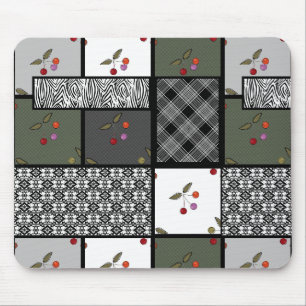 Tapis De Souris Gris Olive rustique patchwork motif