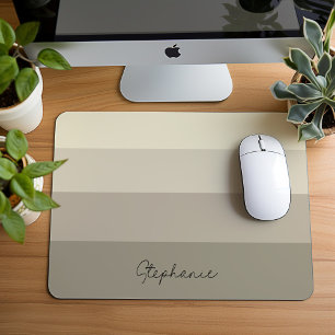 Tapis De Souris Gris Putty Strited Design minimaliste Avec Nom