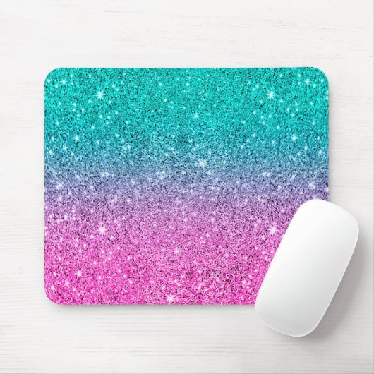 Tapis De Souris Gris rose chaud et turquoise texture parties scint (Avec souris)