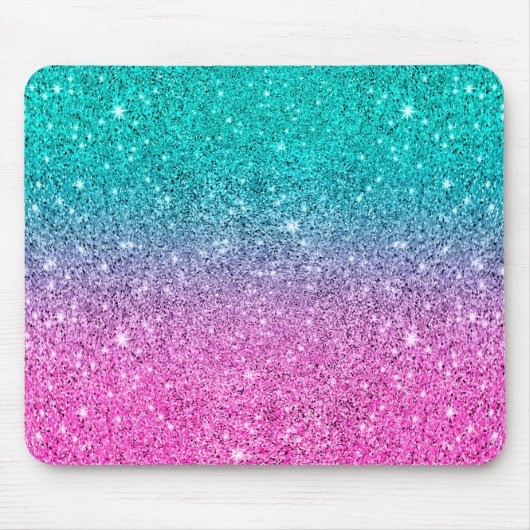 Tapis De Souris Gris rose chaud et turquoise texture parties scint (Devant)