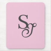 Tapis De Souris Gris script initial monogramme rose (Devant)
