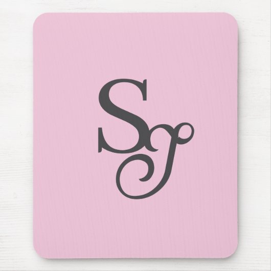 Tapis De Souris Gris script initial monogramme rose (Devant)