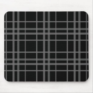 Tapis De Souris Gris Sur Tartan Noir Plaid Design Motif