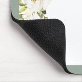 Tapis De Souris Gris Vert Floral Script Monogramme Nom initial (Coin)