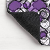 Tapis De Souris Gris Violet Blanc Abstrait Cercles Noirs (Coin)